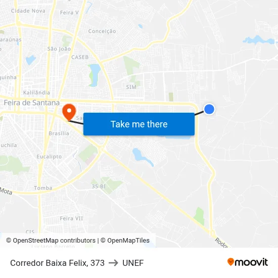 Corredor Baixa Felix, 373 to UNEF map