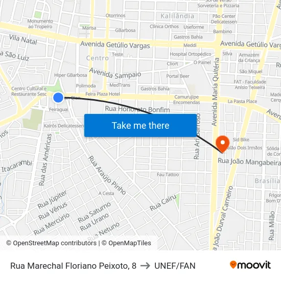 Rua Marechal Floriano Peixoto, 8 to UNEF/FAN map