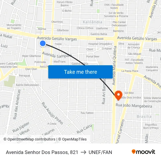 Avenida Senhor Dos Passos, 821 to UNEF/FAN map