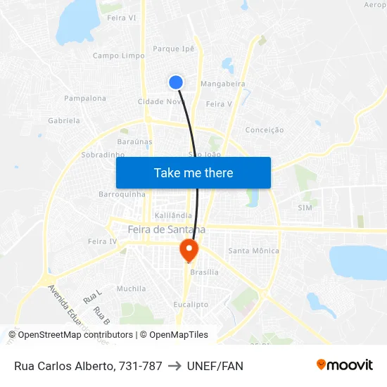 Rua Carlos Alberto, 731-787 to UNEF/FAN map