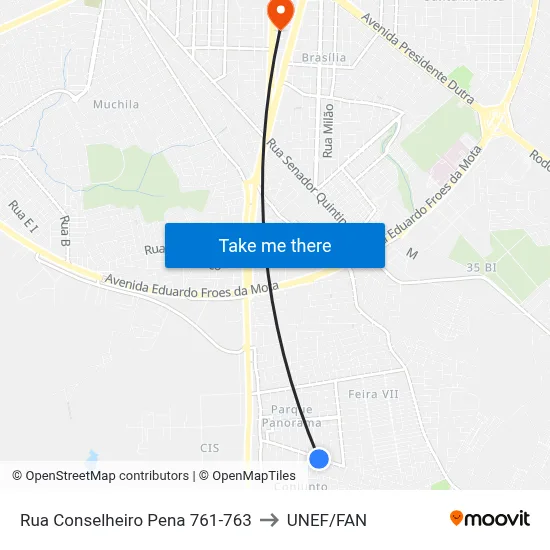Rua Conselheiro Pena 761-763 to UNEF/FAN map