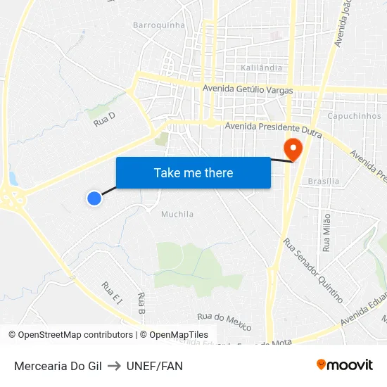 Mercearia Do Gil to UNEF/FAN map