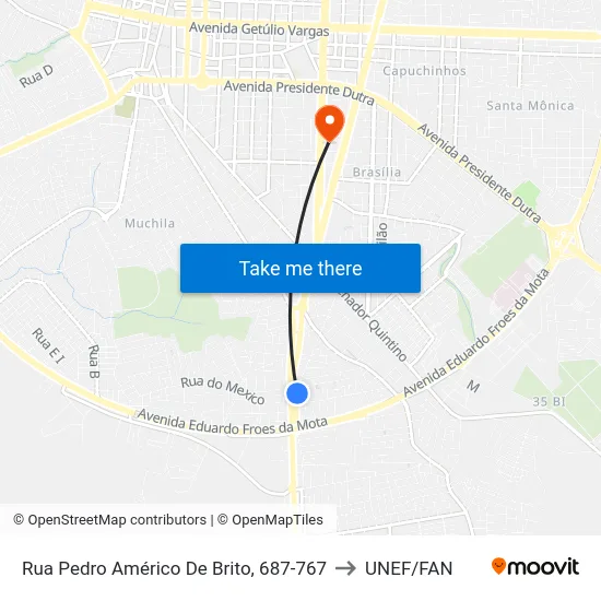 Rua Pedro Américo De Brito, 687-767 to UNEF/FAN map