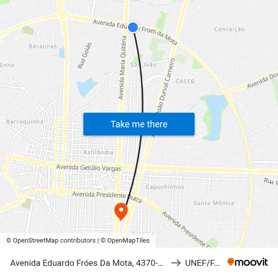 Avenida Eduardo Fróes Da Mota, 4370-4386 to UNEF/FAN map