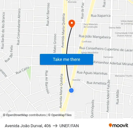 Avenida João Durval, 406 to UNEF/FAN map