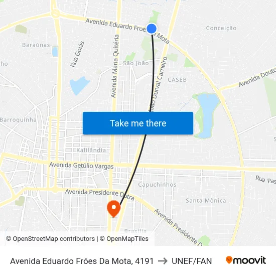 Avenida Eduardo Fróes Da Mota, 4191 to UNEF/FAN map