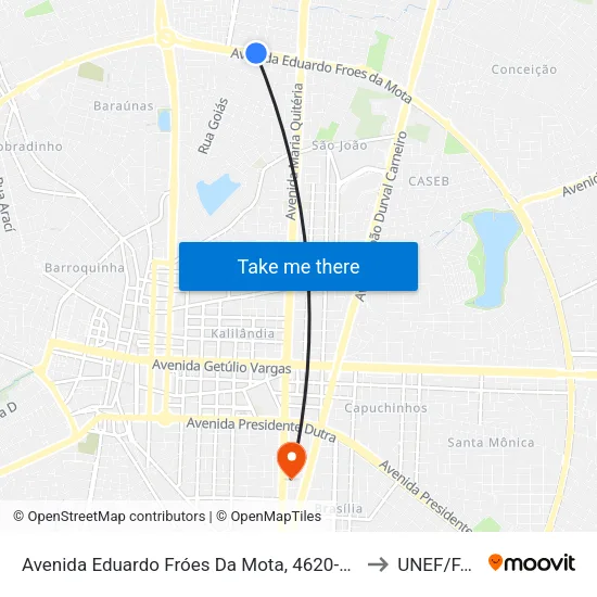 Avenida Eduardo Fróes Da Mota, 4620-4694 to UNEF/FAN map