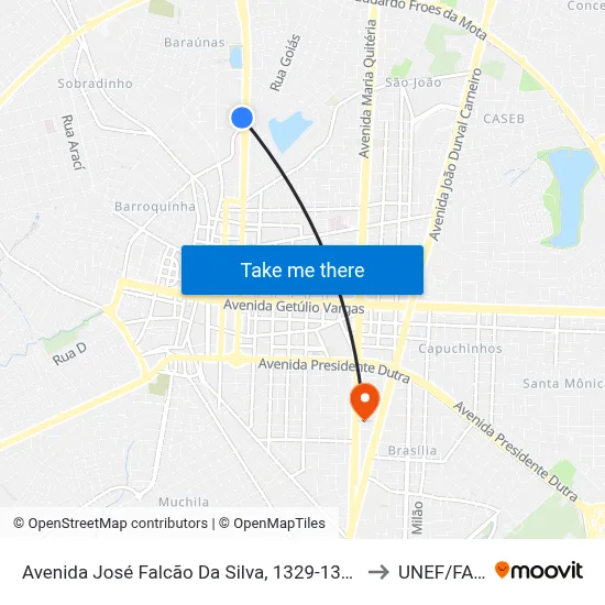 Avenida José Falcão Da Silva, 1329-1331 to UNEF/FAN map