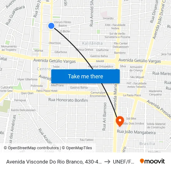 Avenida Visconde Do Rio Branco, 430-474 to UNEF/FAN map
