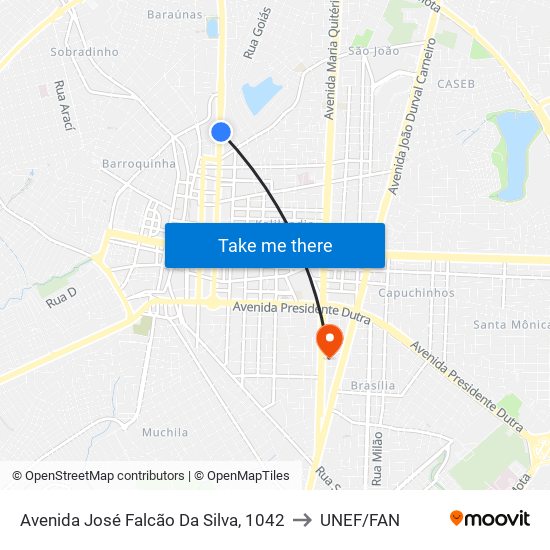 Avenida José Falcão Da Silva, 1042 to UNEF/FAN map