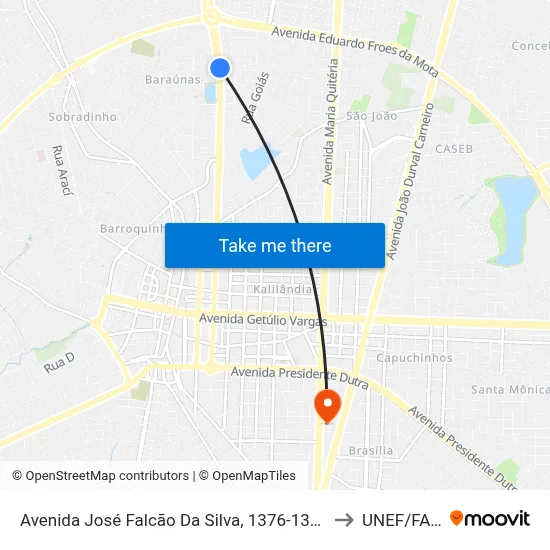 Avenida José Falcão Da Silva, 1376-1388 to UNEF/FAN map