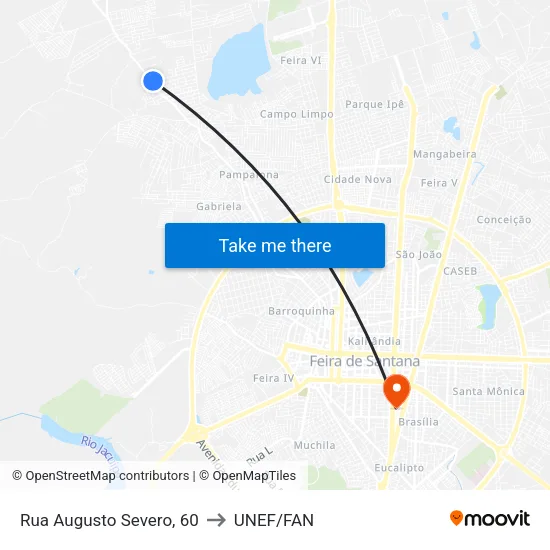Rua Augusto Severo, 60 to UNEF/FAN map