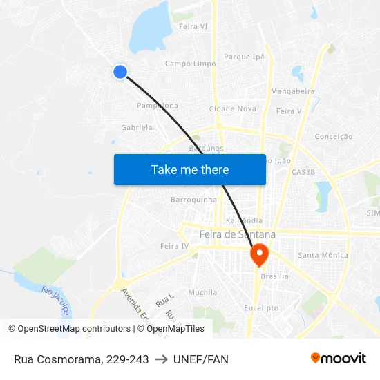 Rua Cosmorama, 229-243 to UNEF/FAN map