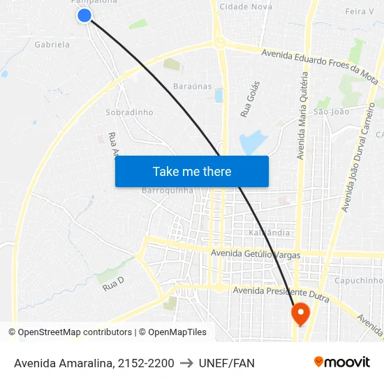 Avenida Amaralina, 2152-2200 to UNEF/FAN map
