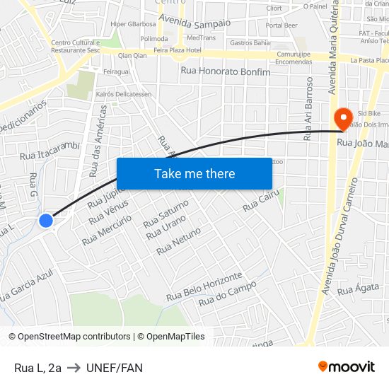 Rua L, 2a to UNEF/FAN map