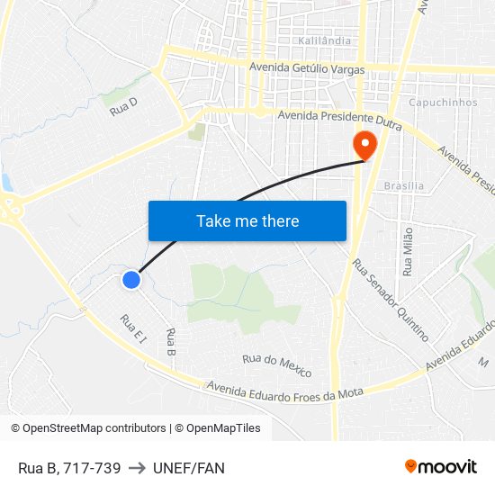 Rua B, 717-739 to UNEF/FAN map