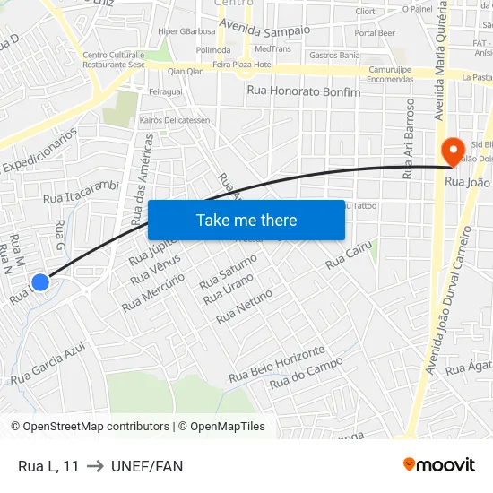 Rua L, 11 to UNEF/FAN map