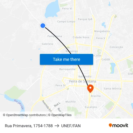 Rua Primavera, 1754-1788 to UNEF/FAN map