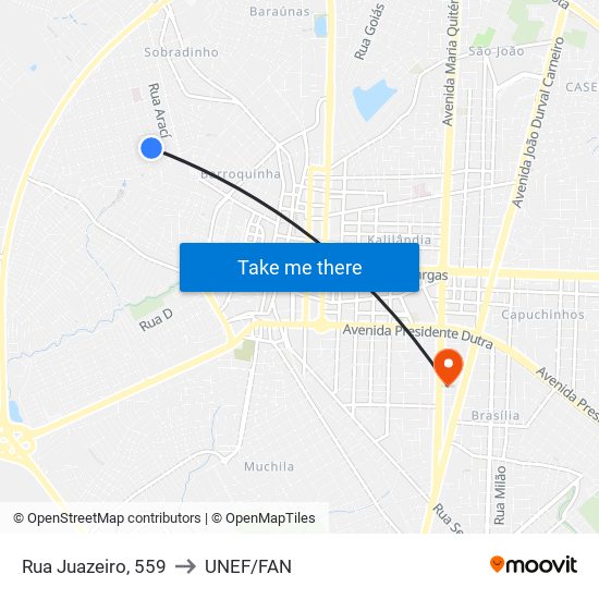 Rua Juazeiro, 559 to UNEF/FAN map
