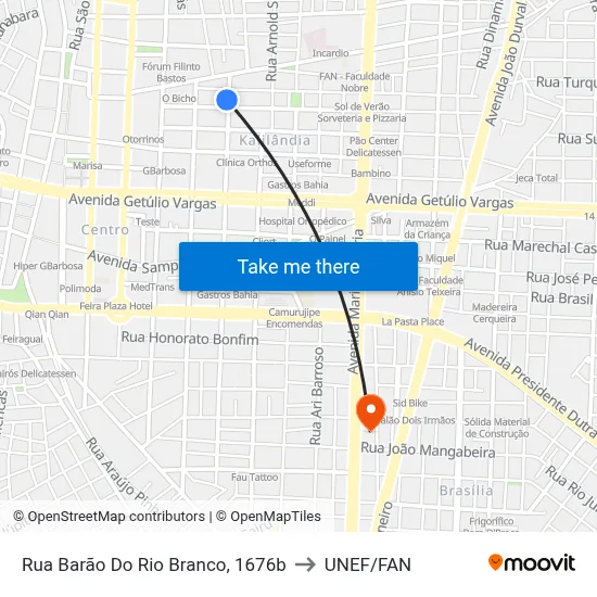 Rua Barão Do Rio Branco, 1676b to UNEF/FAN map