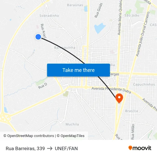 Rua Barreiras, 339 to UNEF/FAN map