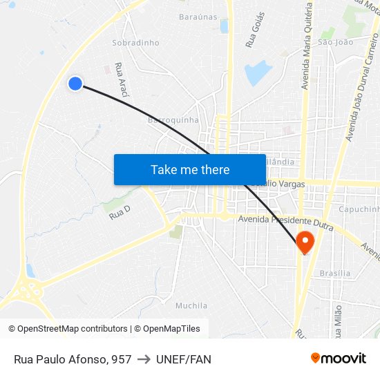 Rua Paulo Afonso, 957 to UNEF/FAN map