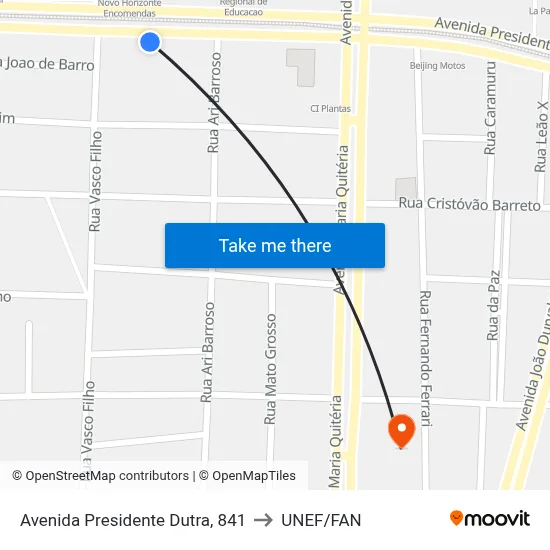 Avenida Presidente Dutra, 841 to UNEF/FAN map
