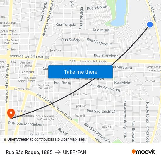 Rua São Roque, 1885 to UNEF/FAN map