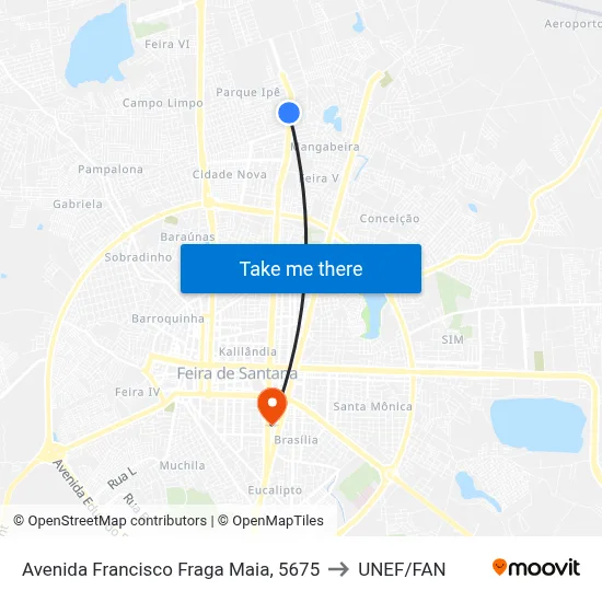 Avenida Francisco Fraga Maia, 5675 to UNEF/FAN map