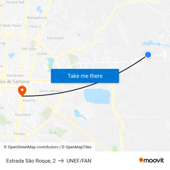 Estrada São Roque, 2 to UNEF/FAN map