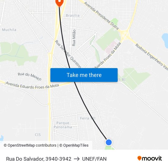 Rua Do Salvador, 3940-3942 to UNEF/FAN map