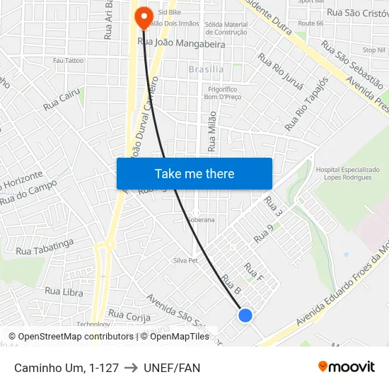 Caminho Um, 1-127 to UNEF/FAN map