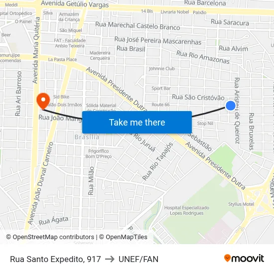 Rua Santo Expedito, 917 to UNEF/FAN map