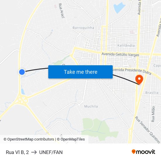 Rua Vl B, 2 to UNEF/FAN map