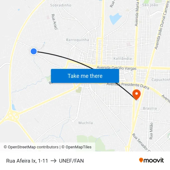 Rua Afeira Ix, 1-11 to UNEF/FAN map
