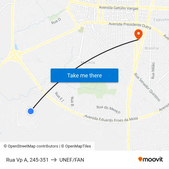 Rua Vp A, 245-351 to UNEF/FAN map