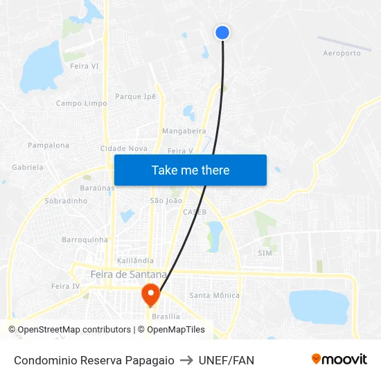 Condominio Reserva Papagaio to UNEF/FAN map