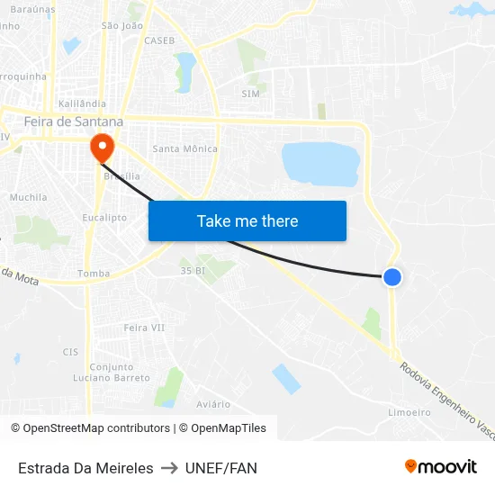 Estrada Da Meireles to UNEF/FAN map