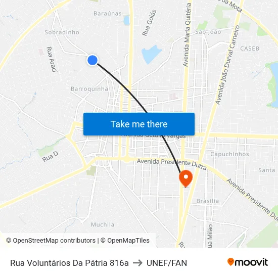 Rua Voluntários Da Pátria 816a to UNEF/FAN map