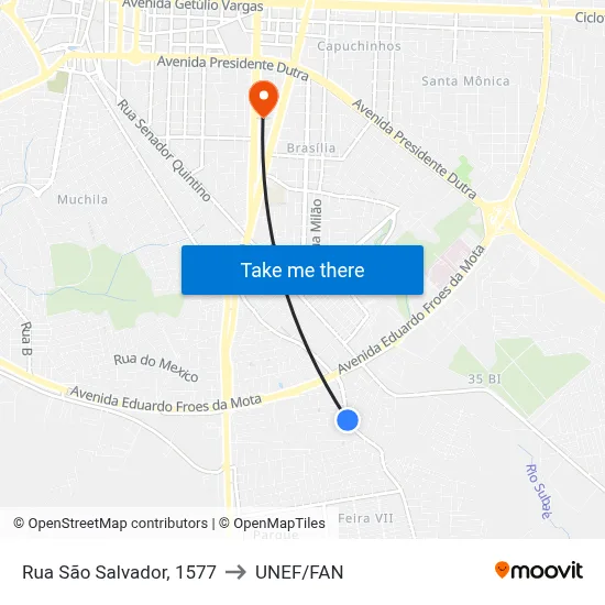 Rua São Salvador, 1577 to UNEF/FAN map