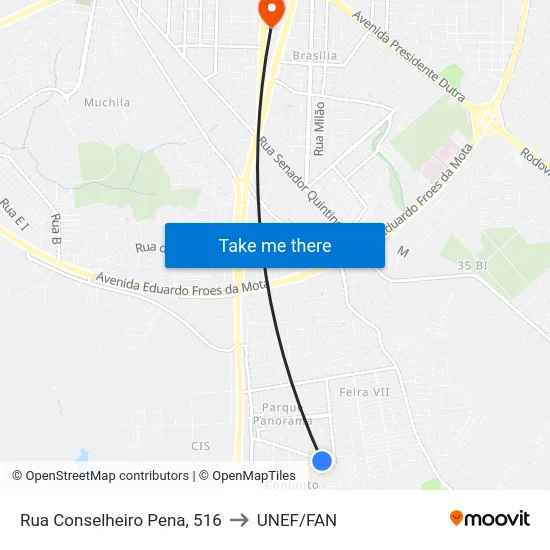 Rua Conselheiro Pena, 516 to UNEF/FAN map