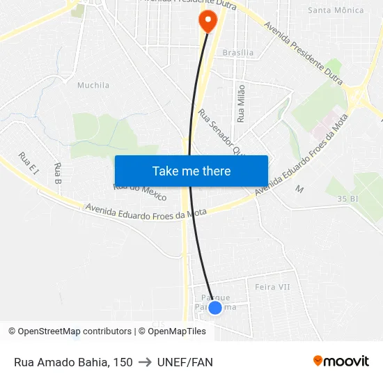 Rua Amado Bahia, 150 to UNEF/FAN map