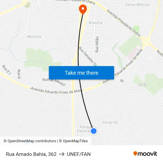 Rua Amado Bahia, 362 to UNEF/FAN map