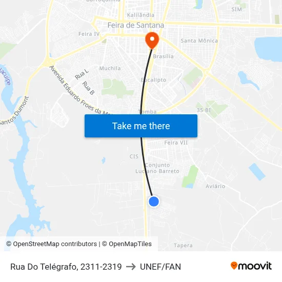 Rua Do Telégrafo, 2311-2319 to UNEF/FAN map