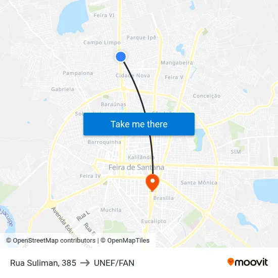 Rua Suliman, 385 to UNEF/FAN map