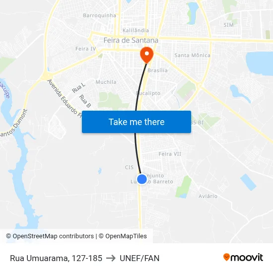 Rua Umuarama, 127-185 to UNEF/FAN map