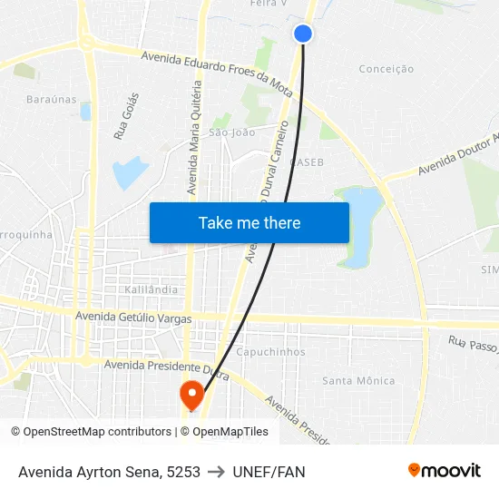 Avenida Ayrton Sena, 5253 to UNEF/FAN map