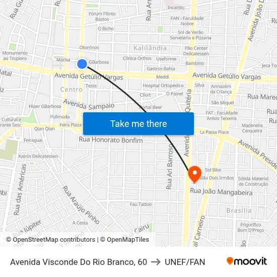 Avenida Visconde Do Rio Branco, 60 to UNEF/FAN map