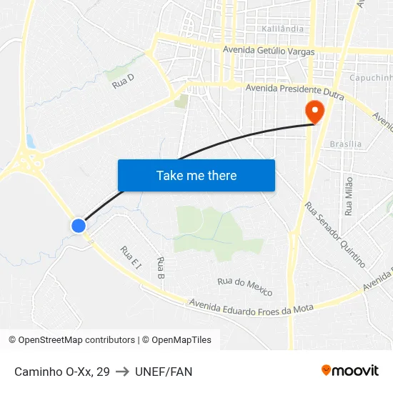 Caminho O-Xx, 29 to UNEF/FAN map