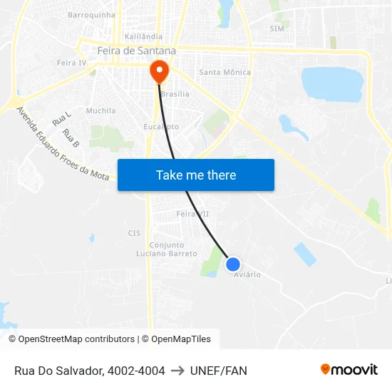 Rua Do Salvador, 4002-4004 to UNEF/FAN map